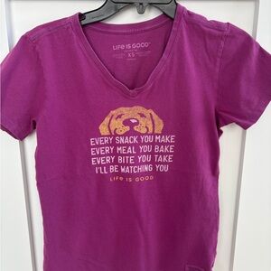Life Is Good purple Dog T-Shirt